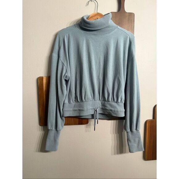 Sweaty Betty Tops - Sweaty Betty Blue Melody Luxe Fleece Funnel Neck Pullover Sweatshirt Size 6